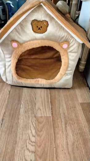 Foldable Cozy Pet House with Removable Cushion