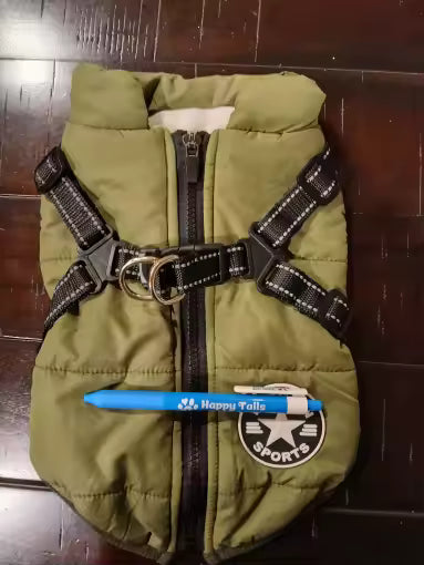 Waterproof Winter Dog Jacket with Built-In Harness