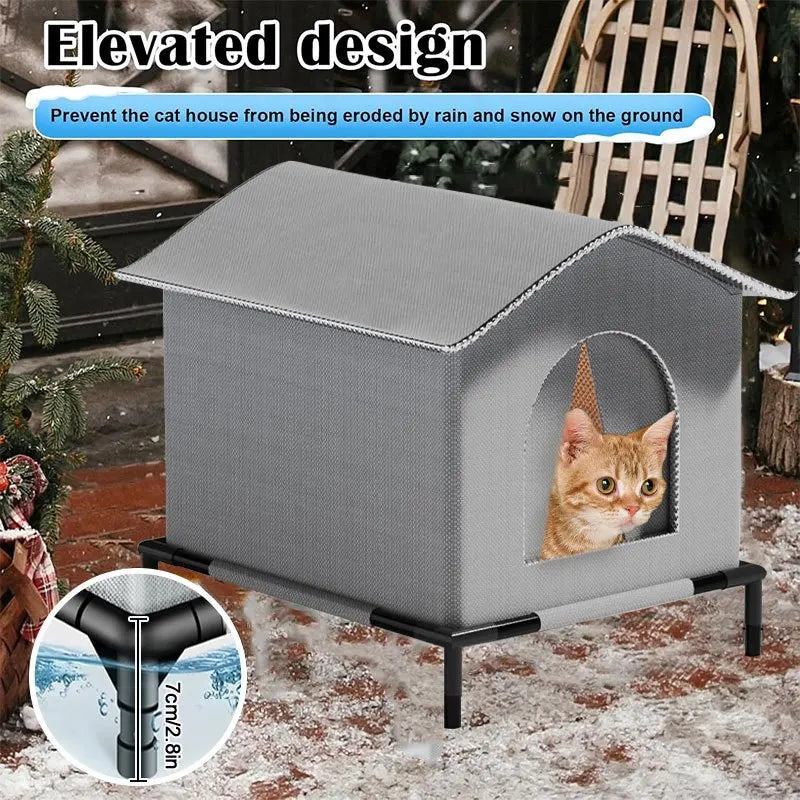 Waterproof Foldable Outdoor Cat Shelter with Soft Mat