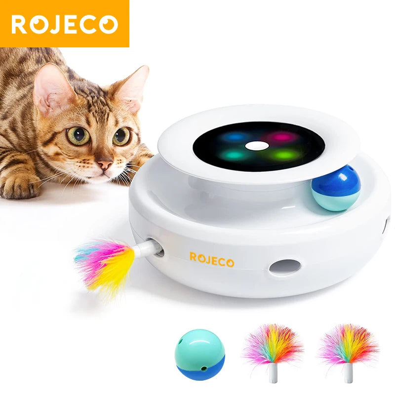 2-in-1 Automatic Interactive Cat Toy Set with Feather & Fun Ball