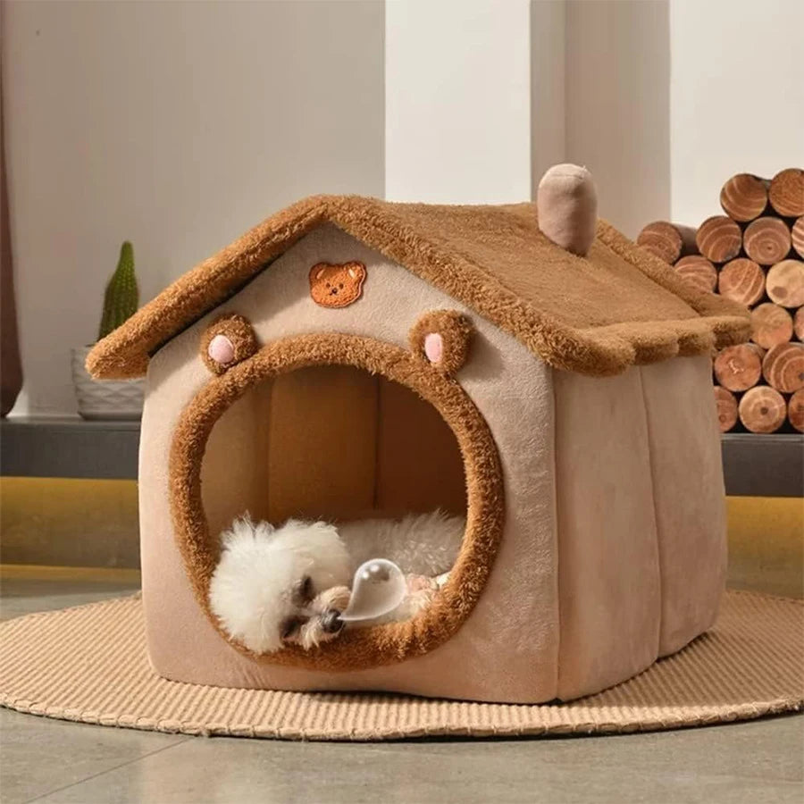 Foldable Cozy Pet House with Removable Cushion