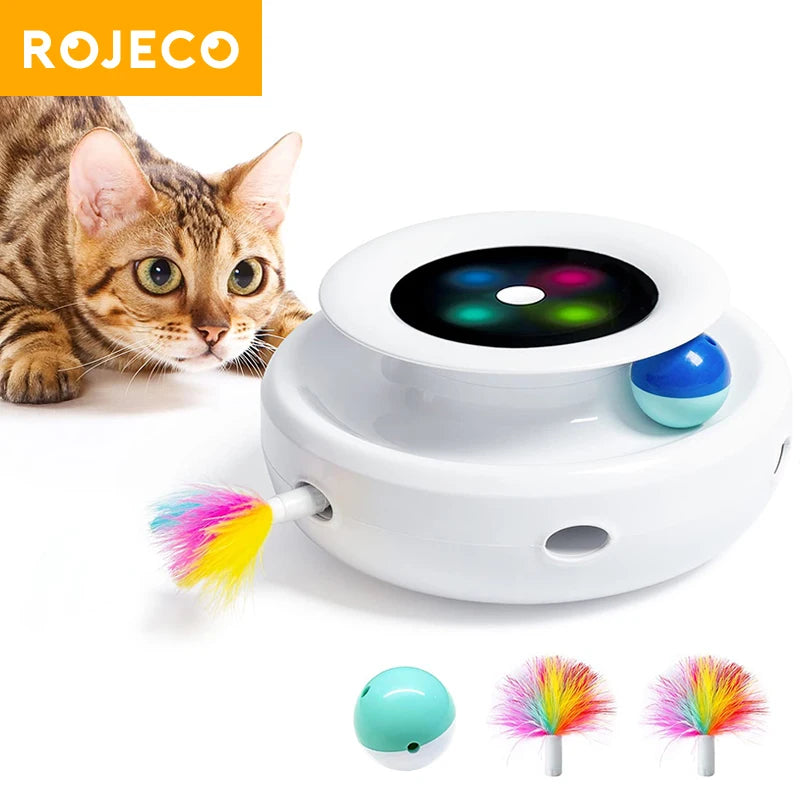 2-in-1 Automatic Interactive Cat Toy Set with Feather & Fun Ball