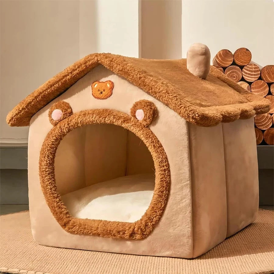 Foldable Cozy Pet House with Removable Cushion