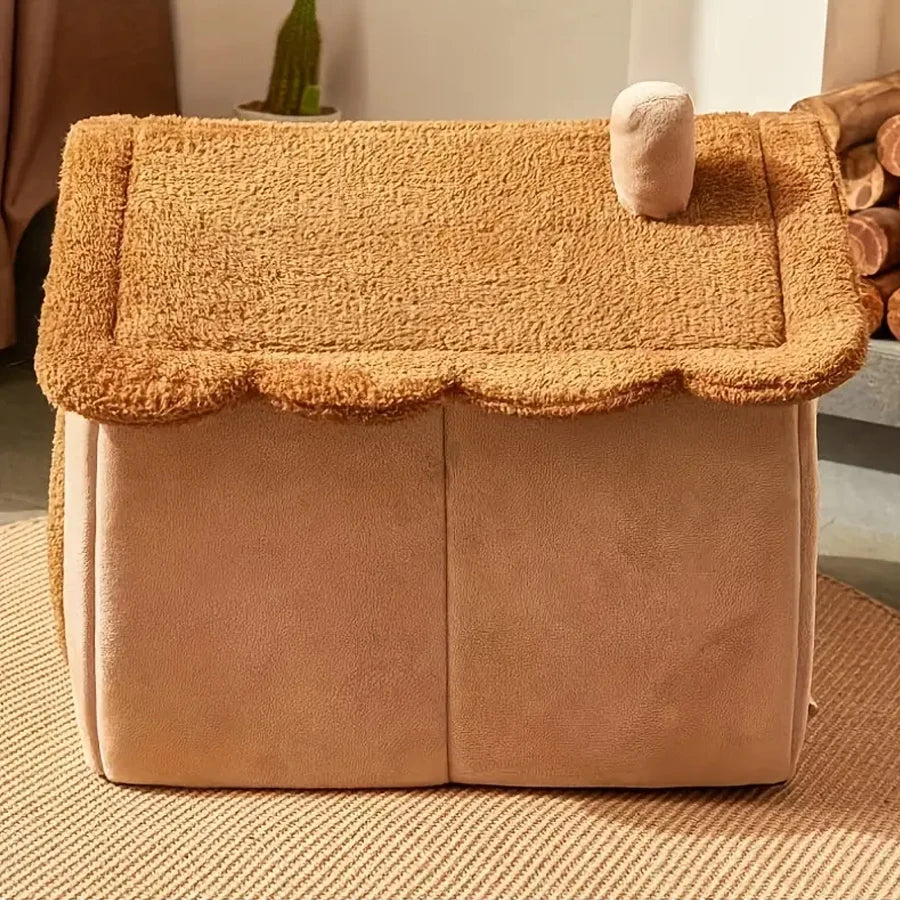 Foldable Cozy Pet House with Removable Cushion