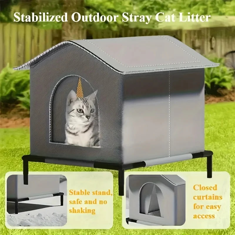 Waterproof Foldable Outdoor Cat Shelter with Soft Mat