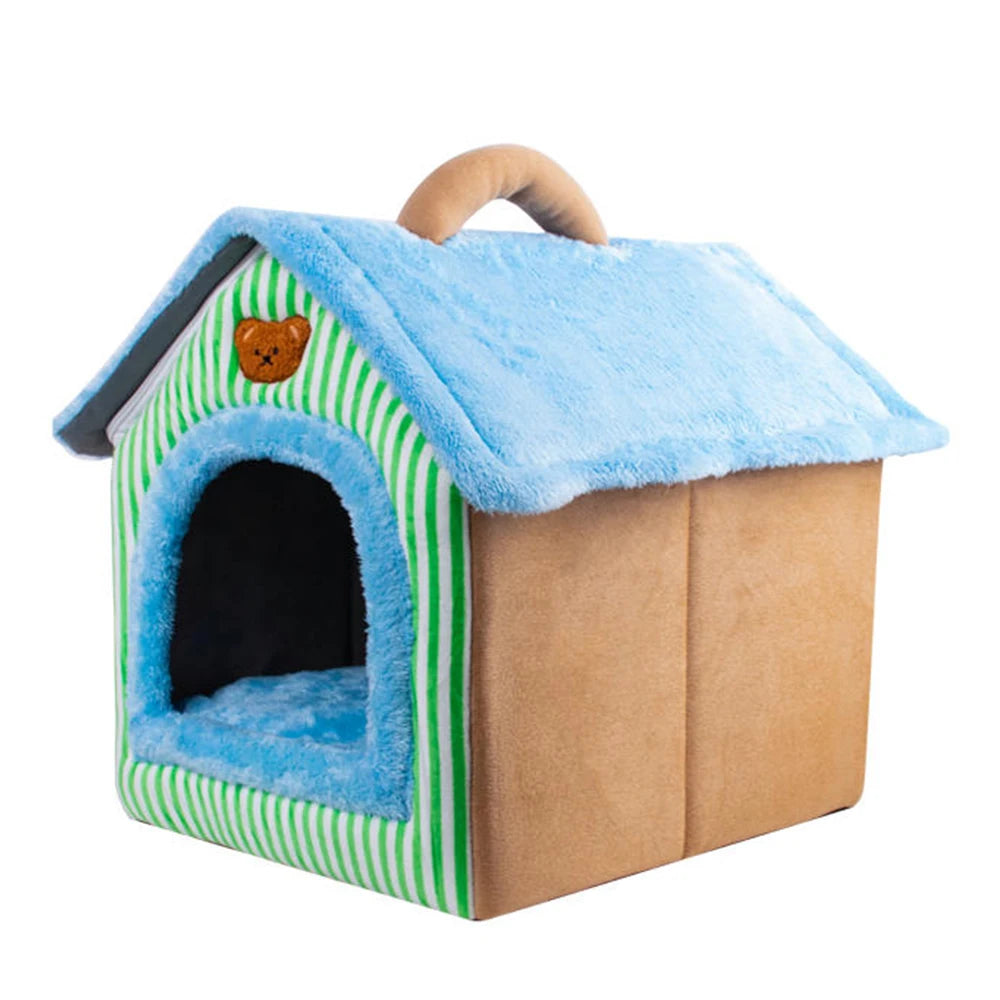 Foldable Cozy Pet House with Removable Cushion