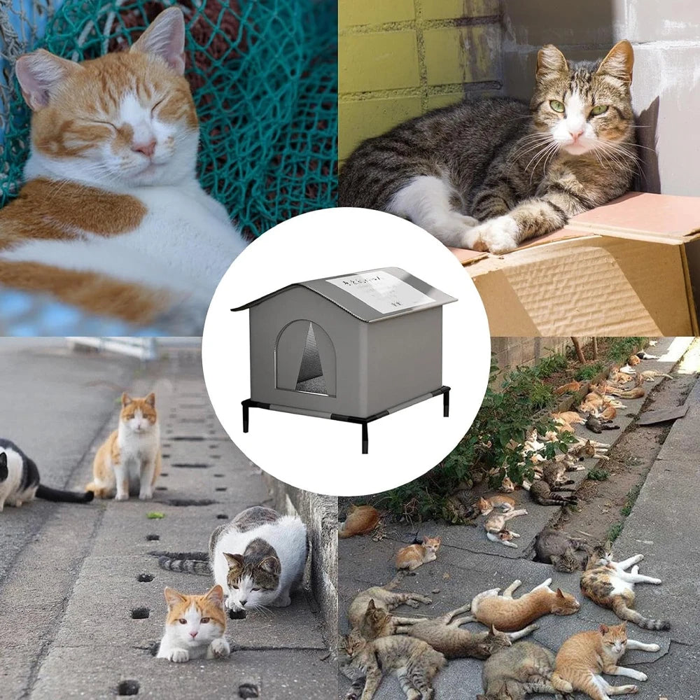 Waterproof Foldable Outdoor Cat Shelter with Soft Mat