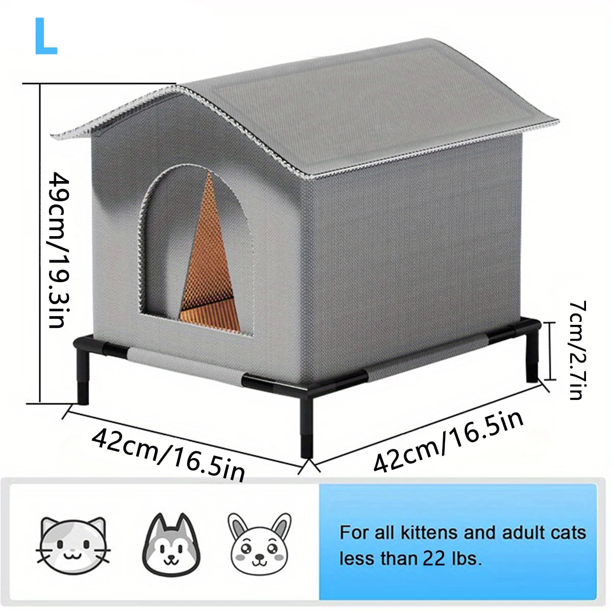 Waterproof Foldable Outdoor Cat Shelter with Soft Mat