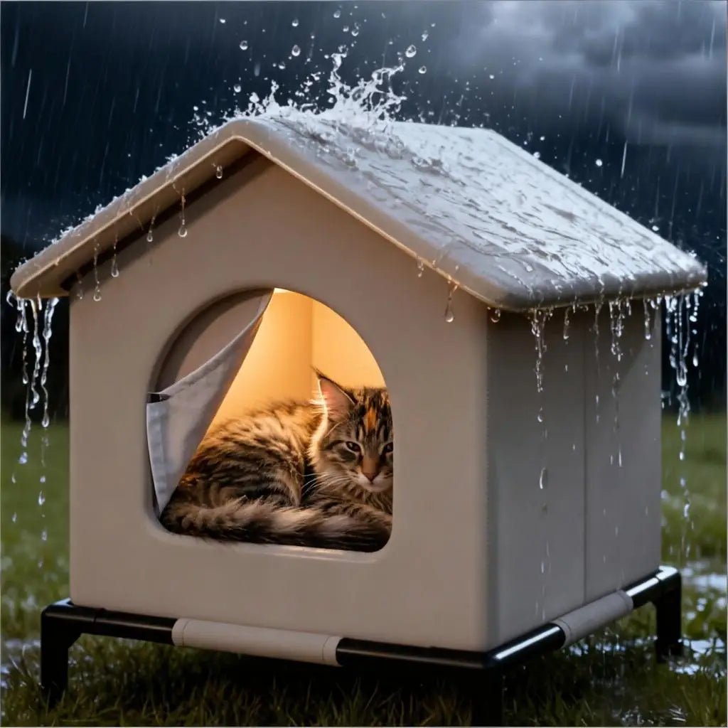 Waterproof Foldable Outdoor Cat Shelter with Soft Mat