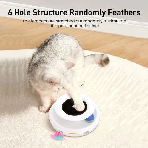 2-in-1 Automatic Interactive Cat Toy Set with Feather & Fun Ball